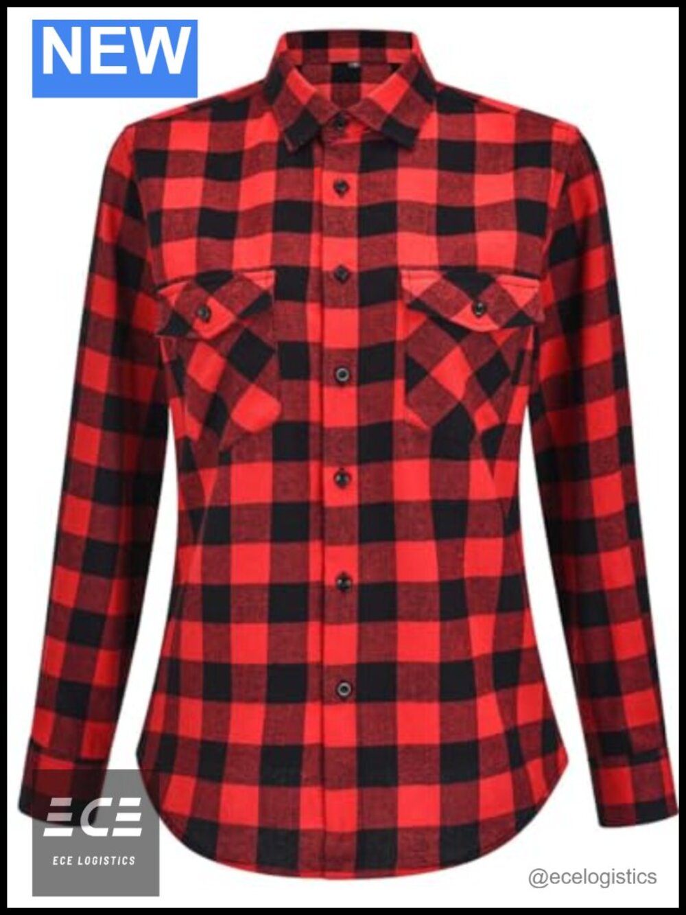 Womens 100% Cotton Flannel Button Down Shirt Long Sleeve Plaid Casual Top